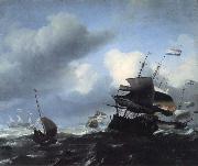 Seascape with Ships Ludolf Backhuysen